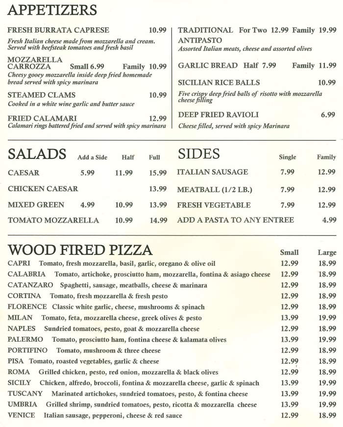 Page 1 of menu, Mama Lucia's Potsdam, NY